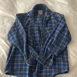 Vintage Blue Plaid Button-Up Shirt